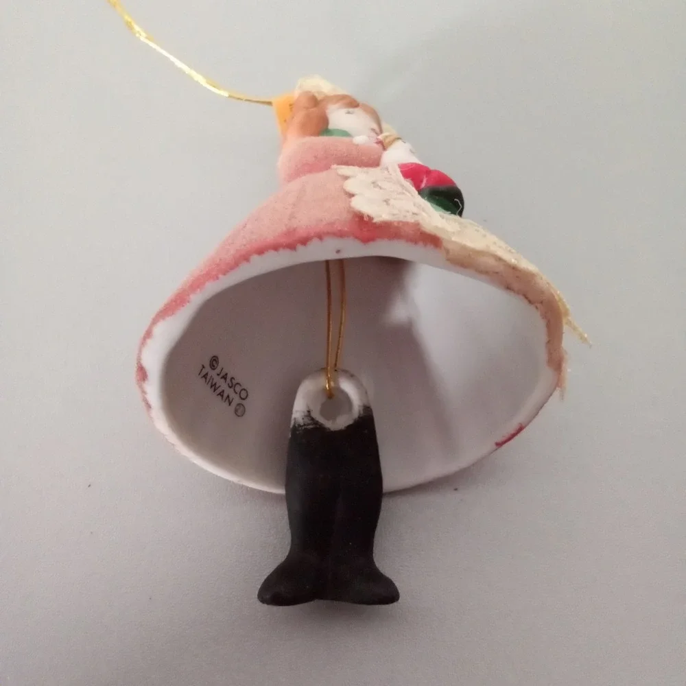 Vintage Jasco Lil Chimers Heirloom Doll Porcelain Bell Ornament Pink Girl Doll